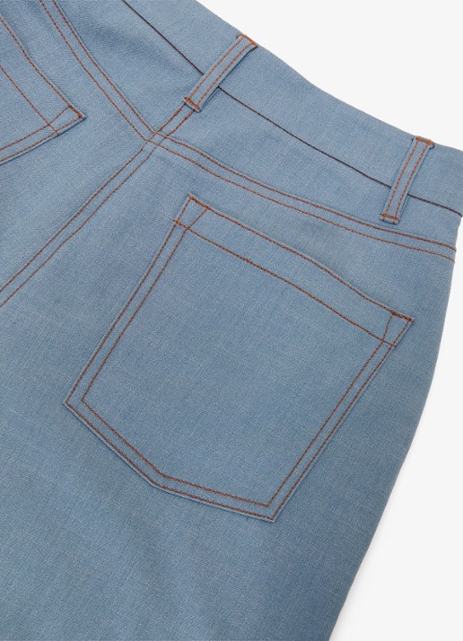 Reiss Petite Charlotte high waist wide fit pantalon met steekzakken - detail 7 blauwgrijs