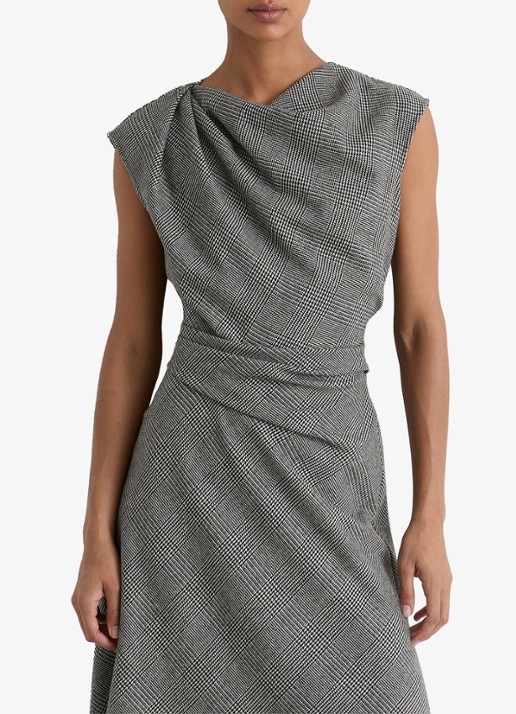 Reiss Petite Clara midi jurk in wolblend met asymmetrisch zoom - detail 4 grijs