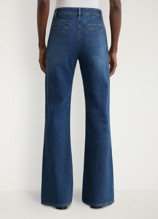Reiss PETITE CLAUDE Pintuck-Detail Flared Jeans - achterkant 6 donkerblauw