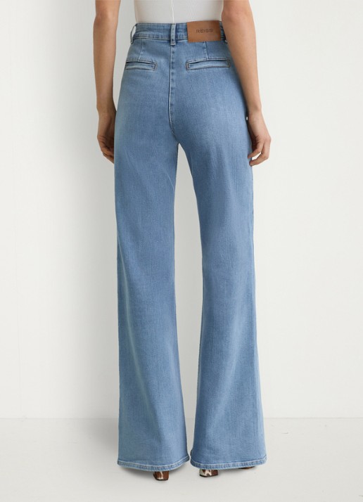 Reiss PETITE CLAUDE Pintuck-Detail Flared Jeans - achterkant 7 lichtblauw