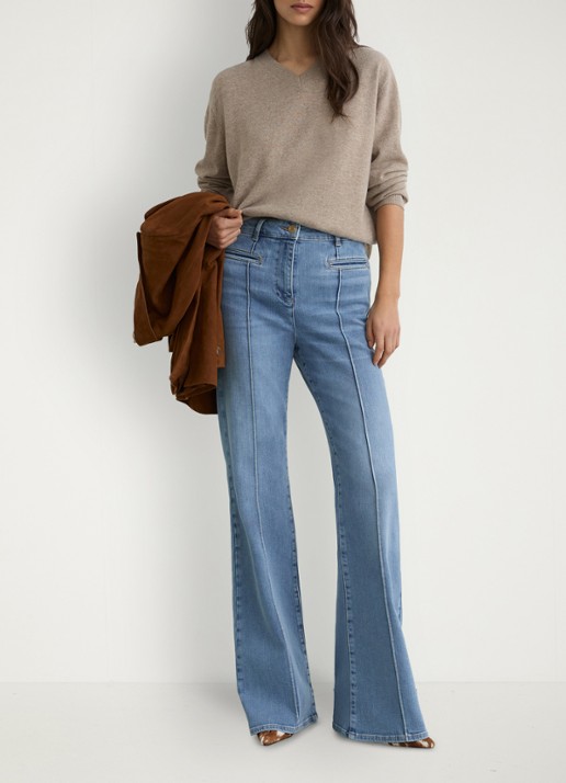 Reiss PETITE CLAUDE Pintuck-Detail Flared Jeans - detail 6 lichtblauw