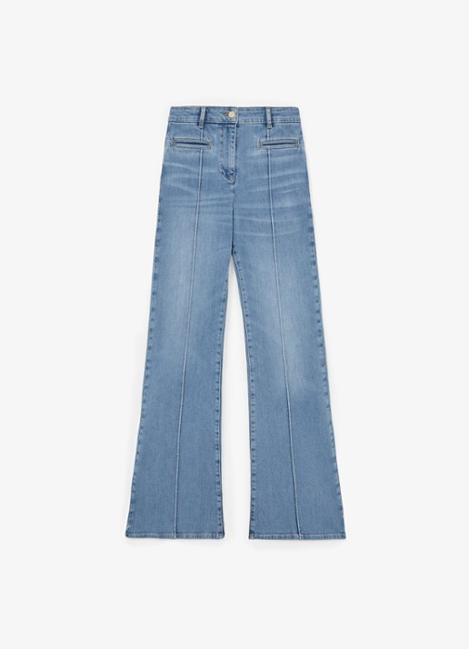 Reiss PETITE CLAUDE Pintuck-Detail Flared Jeans - voorkant lichtblauw