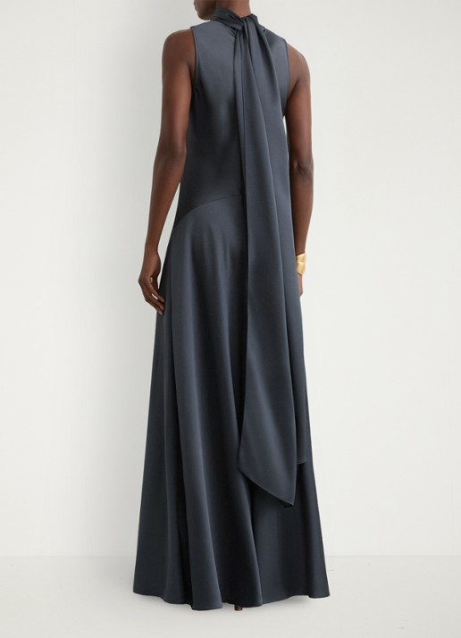 Reiss Petite Fae maxi jurk met sjaalkraag - achterkant 5 grijs