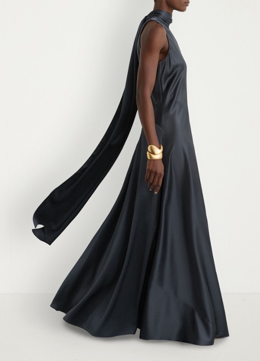 Reiss Petite Fae maxi jurk met sjaalkraag - detail 2 grijs