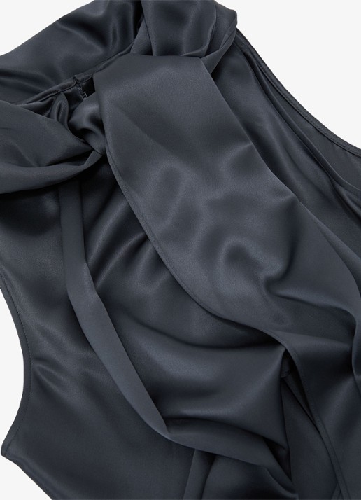 Reiss Petite Fae maxi jurk met sjaalkraag - detail 4 grijs
