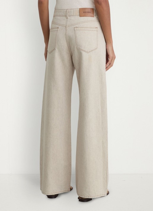 Reiss Petite Febe high waist loose fit jeans met steekzakken - achterkant 3 beige
