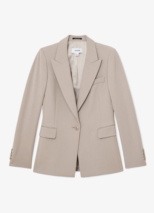 Reiss Petite Gabi blazer met klepzakken - voorkant 5 donkerbeige