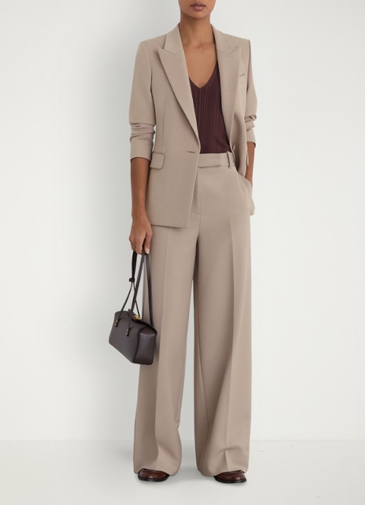 Reiss Petite Gabi high waist wide fit pantalon met steekzakken - detail 7 beige
