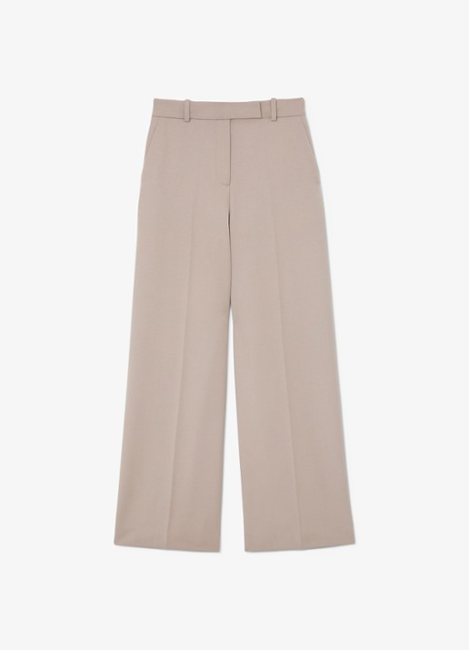 Reiss Petite Gabi high waist wide fit pantalon met steekzakken - voorkant 2 beige