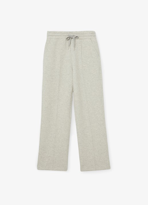 Reiss Petite high waist wide fit joggingbroek met trekkoord - voorkant 2 grijs