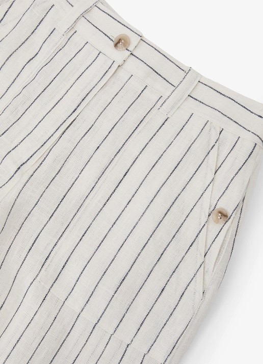 Reiss Petite high waist wide fit pantalon van linnen - detail 5 wit