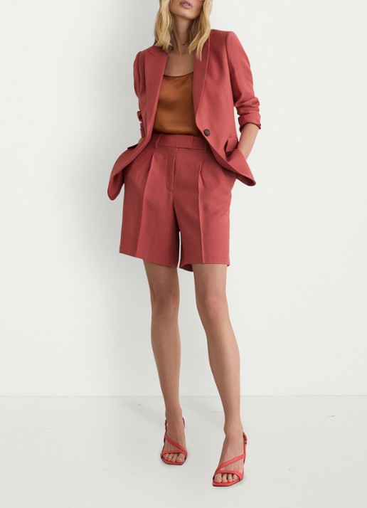 Reiss Petite Jules blazer met klepzakken - voorkant 8 donkerrood