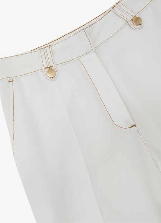 Reiss Petite Kaia high waist wide fit pantalon van lyocell - detail 7 wit