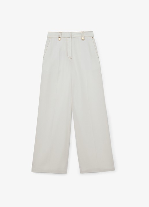 Reiss Petite Kaia high waist wide fit pantalon van lyocell - voorkant 2 wit