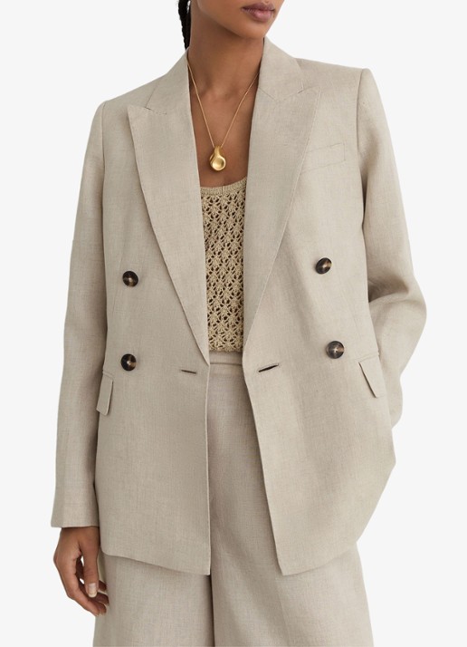 Reiss Petite kit Double-breasted blazer van linnen