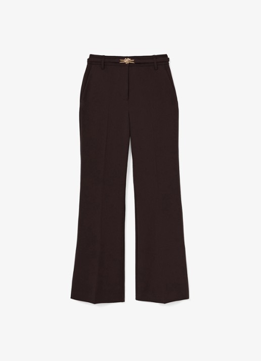 Reiss Petite Leona high waist flared pantalon met steekzakken - voorkant 2 bruin