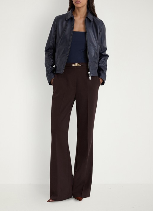 Reiss Petite Leona high waist flared pantalon met steekzakken - voorkant 3 bruin