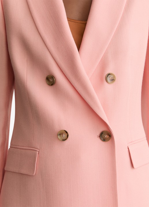 Reiss Petite Magda Double-breasted blazer met klepzakken - detail 3 oudroze