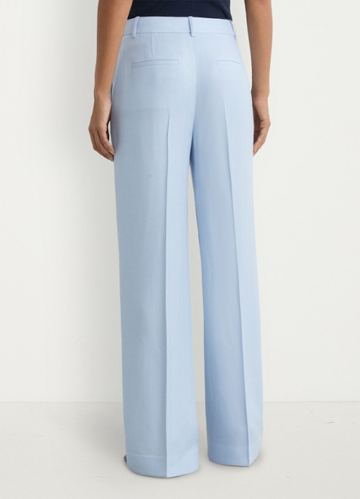 Reiss Petite Magda high waist wide fit pantalon met steekzakken - achterkant 3 lichtblauw
