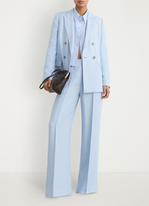 Reiss Petite Magda high waist wide fit pantalon met steekzakken - detail 6 lichtblauw