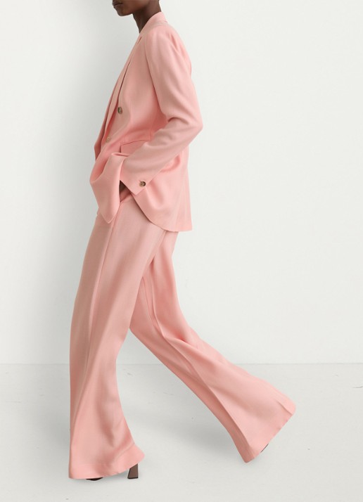 Reiss Petite Magda high waist wide fit pantalon met steekzakken - detail 6 oudroze