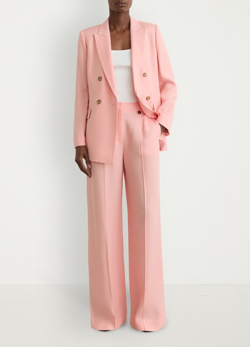 Reiss Petite Magda high waist wide fit pantalon met steekzakken - voorkant 2 oudroze