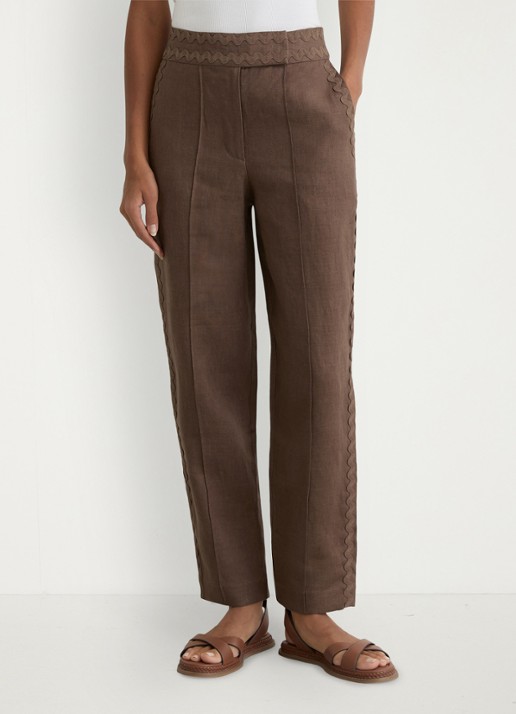 Reiss Petite mid waist tapered fit pantalon van linnen