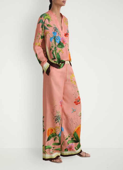 Reiss Petite Milos mid waist wide fit pantalon met print - detail 3 oudroze