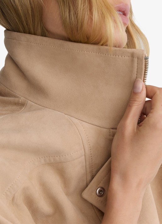 Reiss Petite Petra jack van suède - detail 5 beige