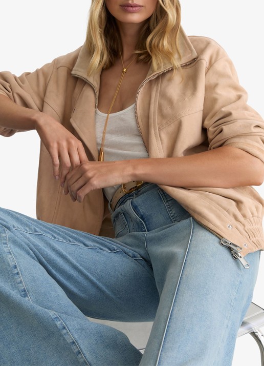Reiss Petite Petra jack van suède - detail 6 beige