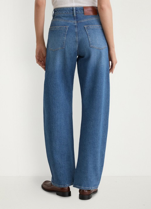 Reiss Petite Sabel high waist balloon fit jeans in medium wassing - achterkant 5 denim