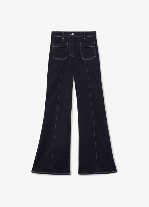 Reiss Petite Sakura high waist flared jeans met opgestikte zakken - voorkant 6 indigo