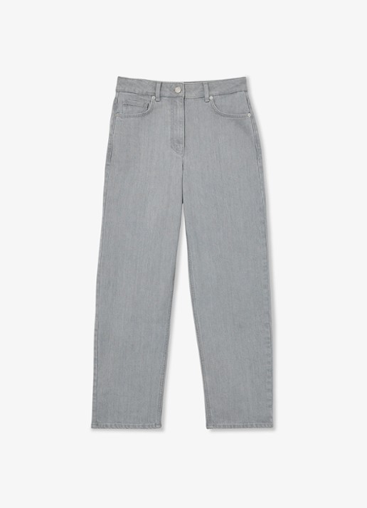 Reiss Petite Selin mid waist straight leg jeans met gekleurde wassing - voorkant grijs