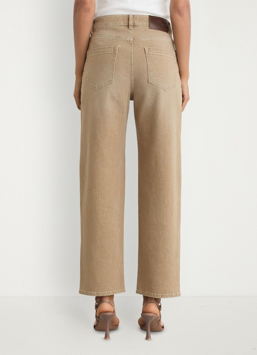 Reiss Petite Selin mid waist straight leg jeans met steekzakken - achterkant zand