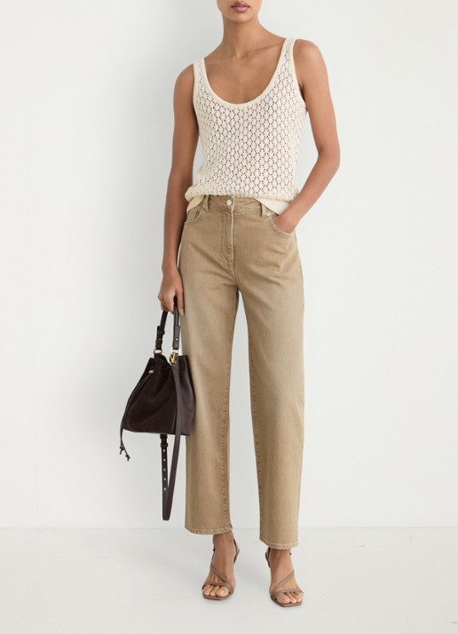 Reiss Petite Selin mid waist straight leg jeans met steekzakken - detail 6 zand