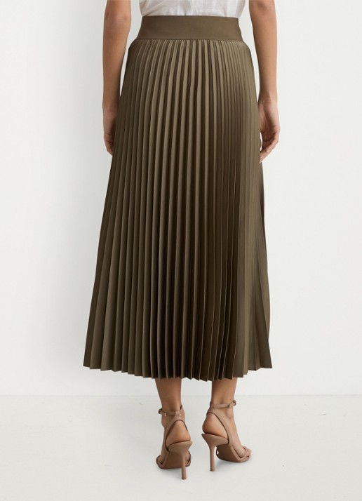 Reiss Petite seren midi plooirok - achterkant 3 khaki