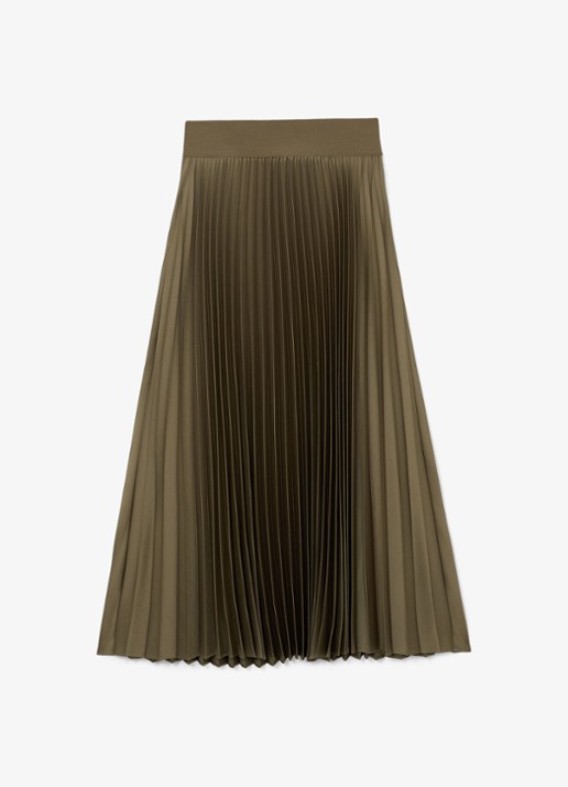 Reiss Petite seren midi plooirok - voorkant khaki