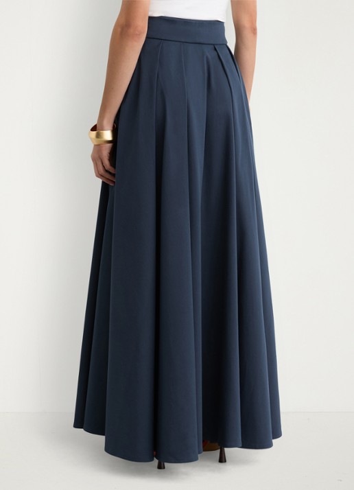 Reiss Petite Simone maxi rok met split - achterkant 4 donkerblauw