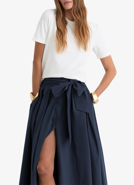 Reiss Petite Simone maxi rok met split - detail 2 donkerblauw
