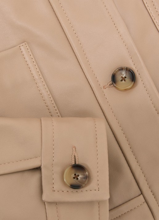 Reiss Petite Sonny jack van leer met opgestikte zakken - detail 4 bruin