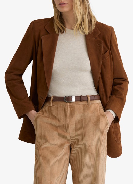 Reiss Petite Stanton high waist wide fit pantalon van corduroy - detail 3 camel