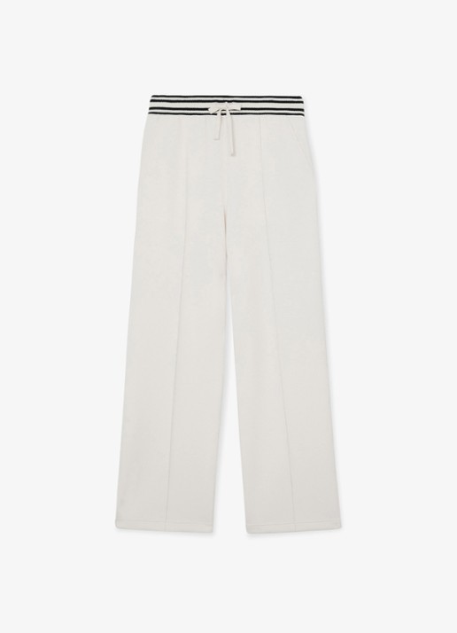Reiss Petite Verity mid waist wide fit joggingbroek met gestreept detail - voorkant 2 wit
