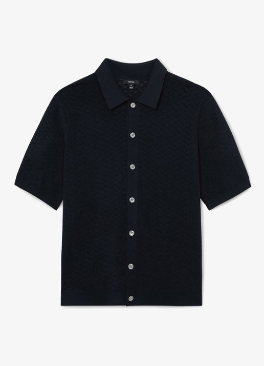 Reiss Phoenix overhemd met structuur - voorkant donkerblauw