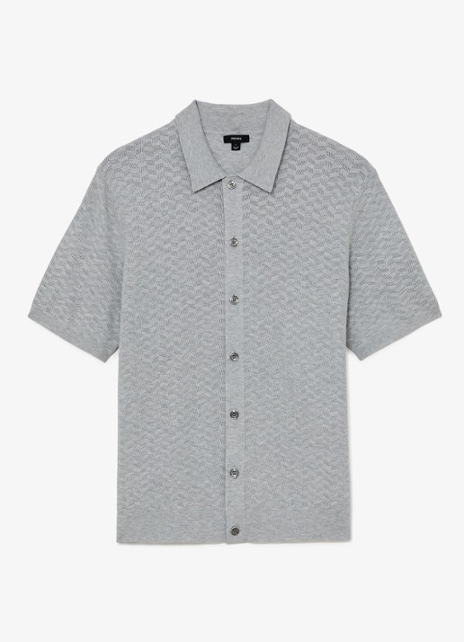 Reiss Phoenix overhemd met structuur - voorkant 2 soft grey / grijs