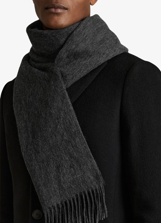 Reiss Picton sjaal in kasjmierblend 180 x 31 cm - voorkant 4 bordeauxrood