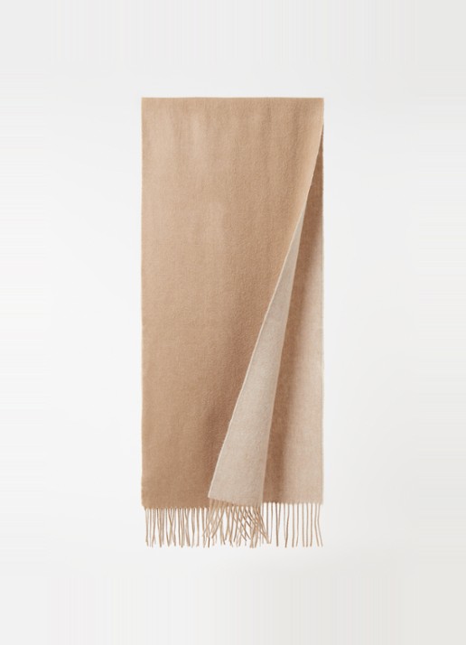 Reiss Picton sjaal in kasjmierblend 185 x 45 cm - voorkant 2 camel