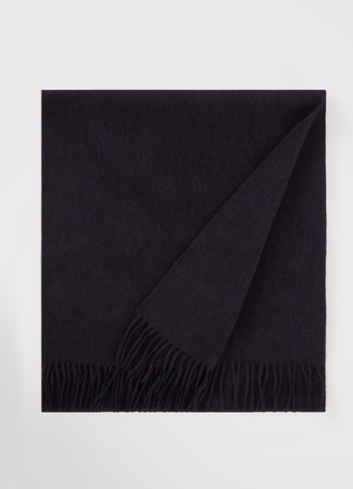 Reiss Picton sjaal in kasjmierblend 185 x 45 cm - voorkant donkerblauw