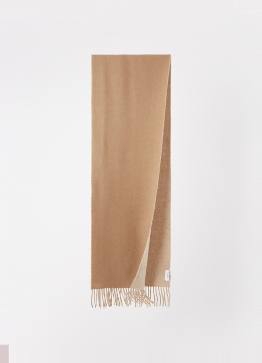 Reiss Picton sjaal in kasjmierblend met franjes 190 x 30 cm - voorkant 2 camel
