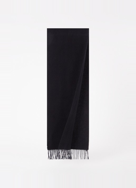 Reiss Picton sjaal in kasjmierblend met franjes 190 x 30 cm - voorkant 3 donkerblauw