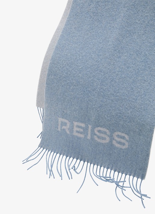 Reiss Picton sjaal in wolblend met logo  - detail 3 lichtblauw
